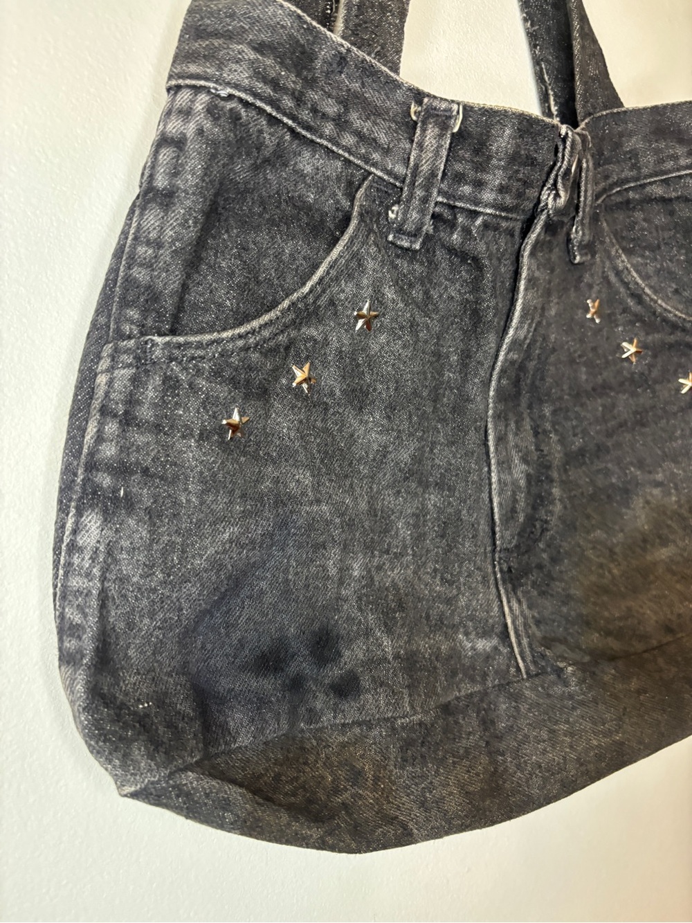 Vintage 80’s handmade rustler Jean Star-Stud Shoulder Bag - Picture 3 of 9